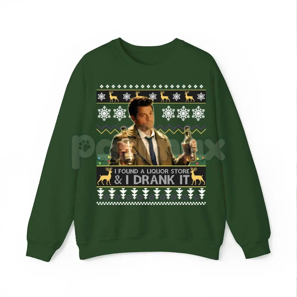 "I Found A Liquor Store And I Drank It" Ugly Sweater | Supernatural Moments Quote Funny Christmas Shirt | Dean Winchester Jumper 1