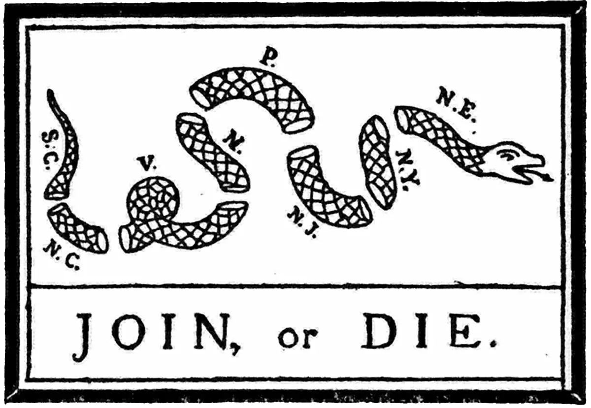 Join Or Die Flag Sticker 1