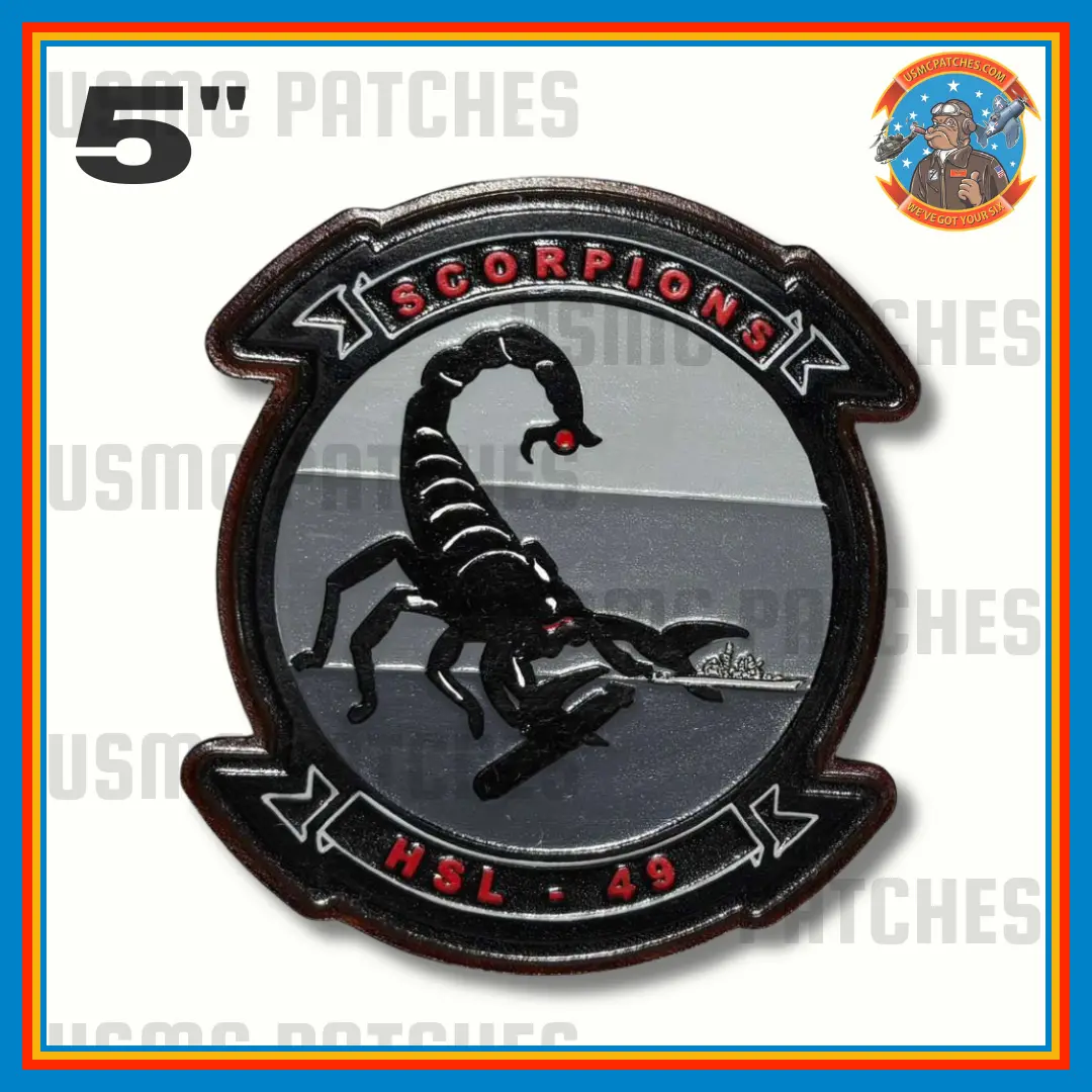 Officially Licensed Us Navy Hsl-49 Scorpions Squadron Leather Patch 1