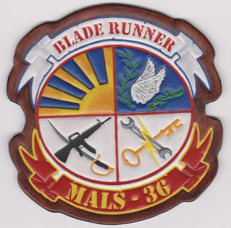 Officially Licensed Usmc Mals-36 Bladerunners Leather Patch 1