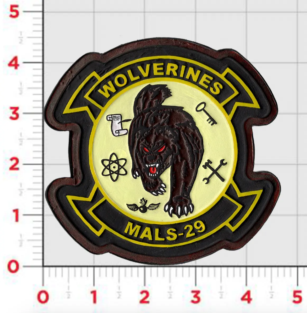Officially Licensed Usmc Mals-29 Wolverines "Old School" Leather Patch 1