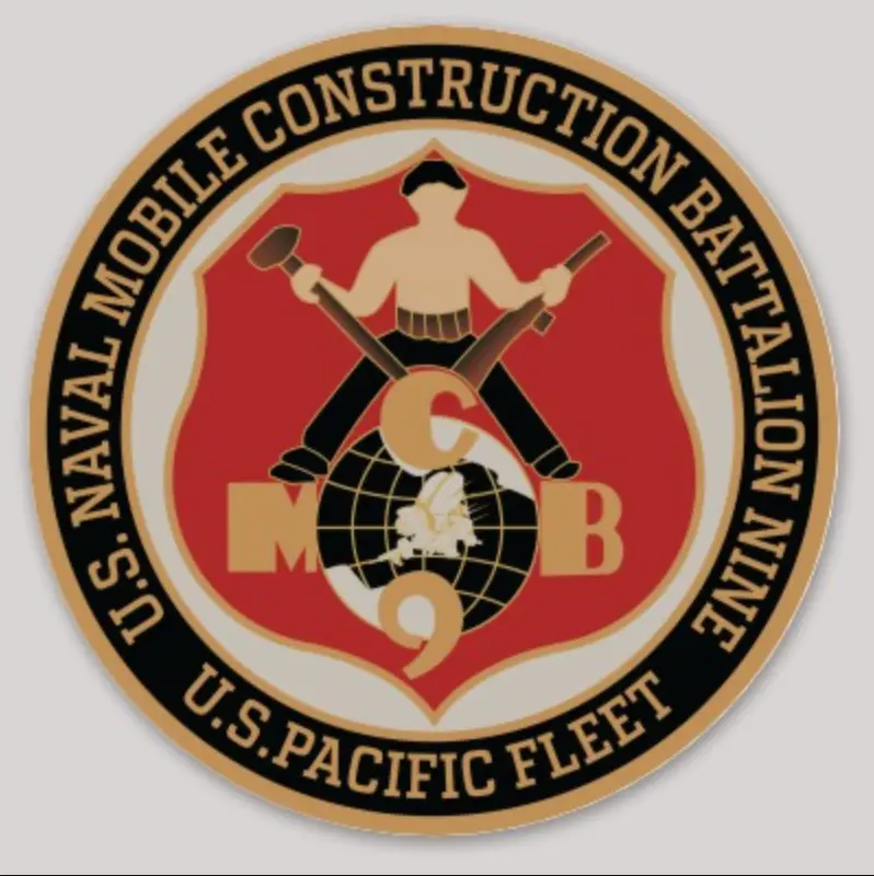 Officially Licensed Mobile Construction Battalion Seabees Mcb-9 Sticker (Mobile) 1