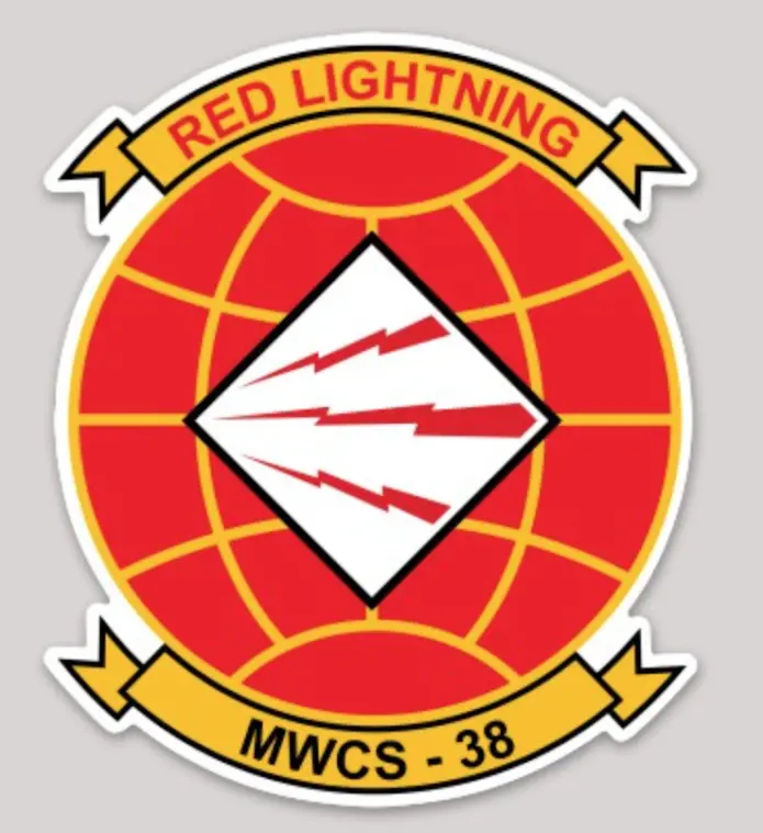 Officially Licensed Usmc Marine Wing Communications Squadron Mwcs-38 Red Lightning Sticker 1