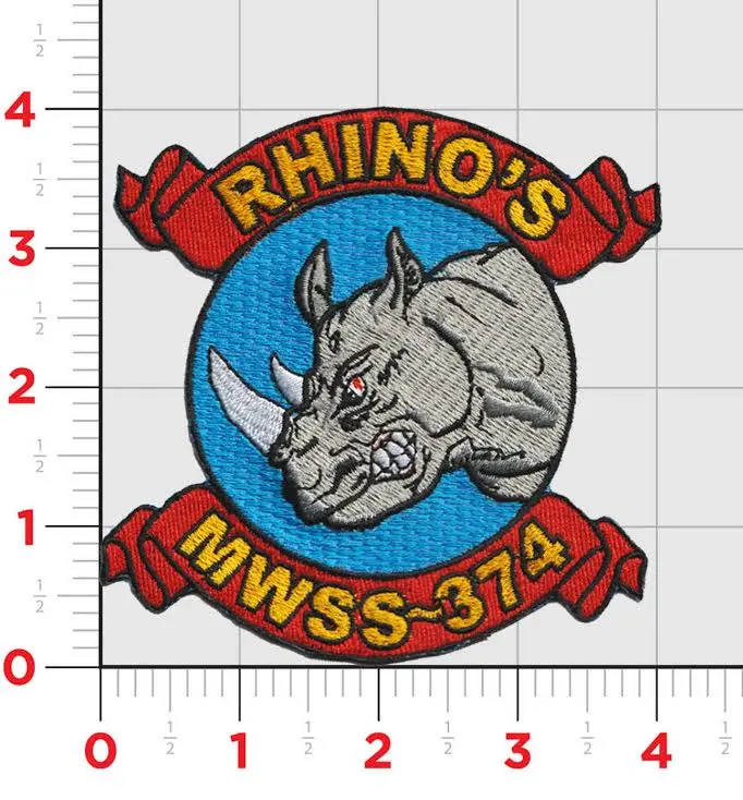 Officially Licensed Usmc Mwss-374 Rhinos Patch 1