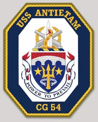 Officially Licensed Us Navy Antietam Cg-54 Power To Prevail Sticker 1