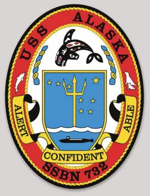 Officially Licensed Us Navy Uss Alaska Ssbn-732 Alert Confident Able Sticker 1