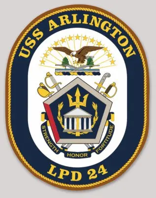 Officially Licensed Us Navy Uss Arlington Lpd-24 Strength Honor Fortitude Sticker 1