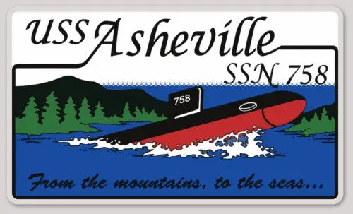 Officially Licensed Us Navy Uss Asheville Ssn-758 From The Mountains To The Seas Sticker 1