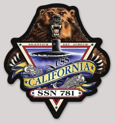 Officially Licensed Us Navy Uss California Ssn-781 Silentium Est Aureum Sticker 1