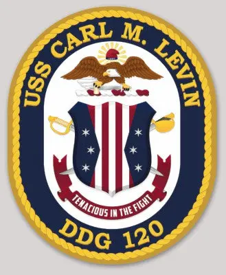 Officially Licensed Us Navy Uss Carl M. Levin Ddg-120 Tenacious In The Fight Sticker 1