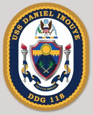 Officially Licensed Us Navy Uss Daniel Inouye Ddg-118 Sticker 1
