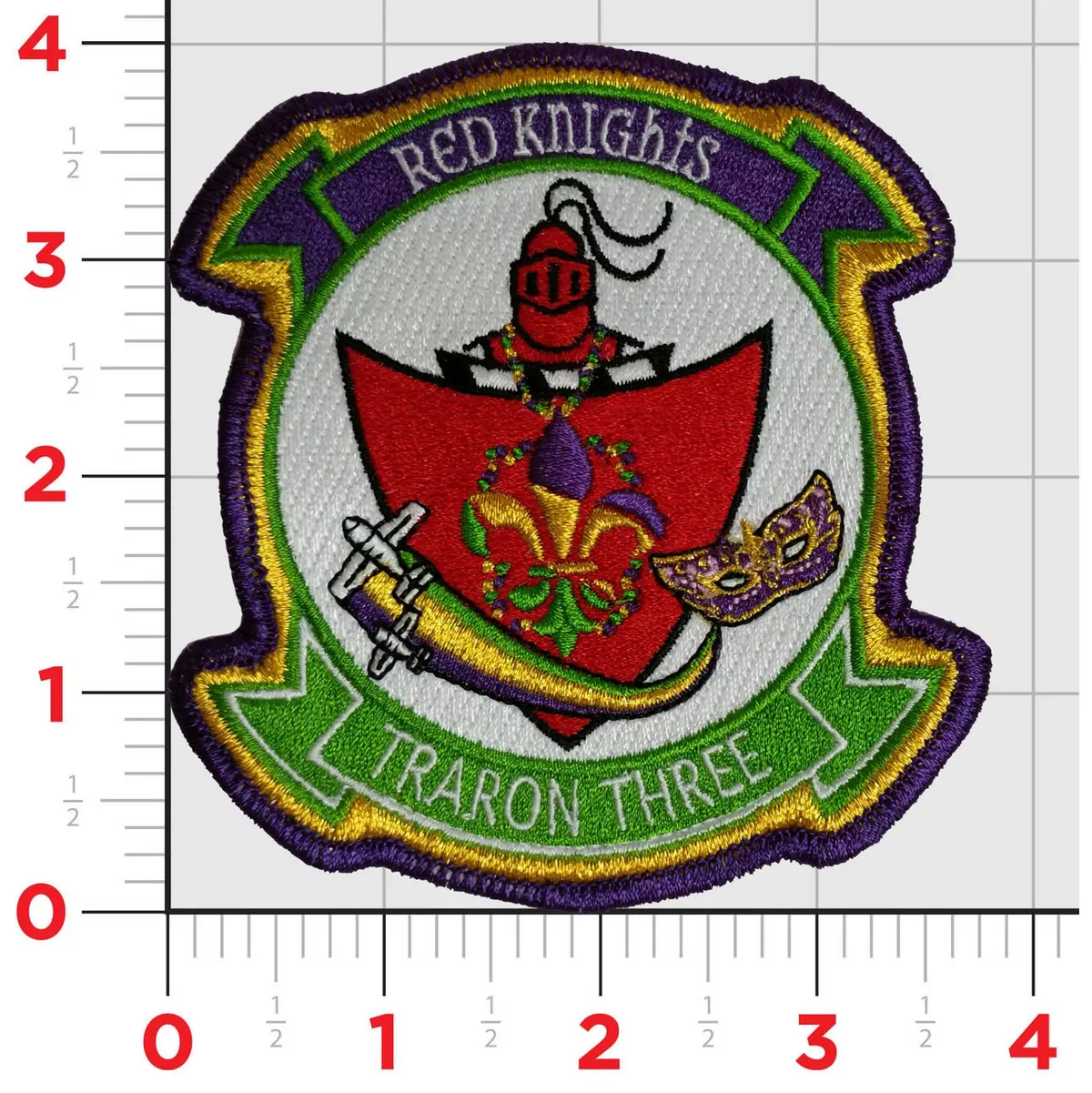 Official Vt-3 Red Knights Mardi Gras Patches And Name Tags 1