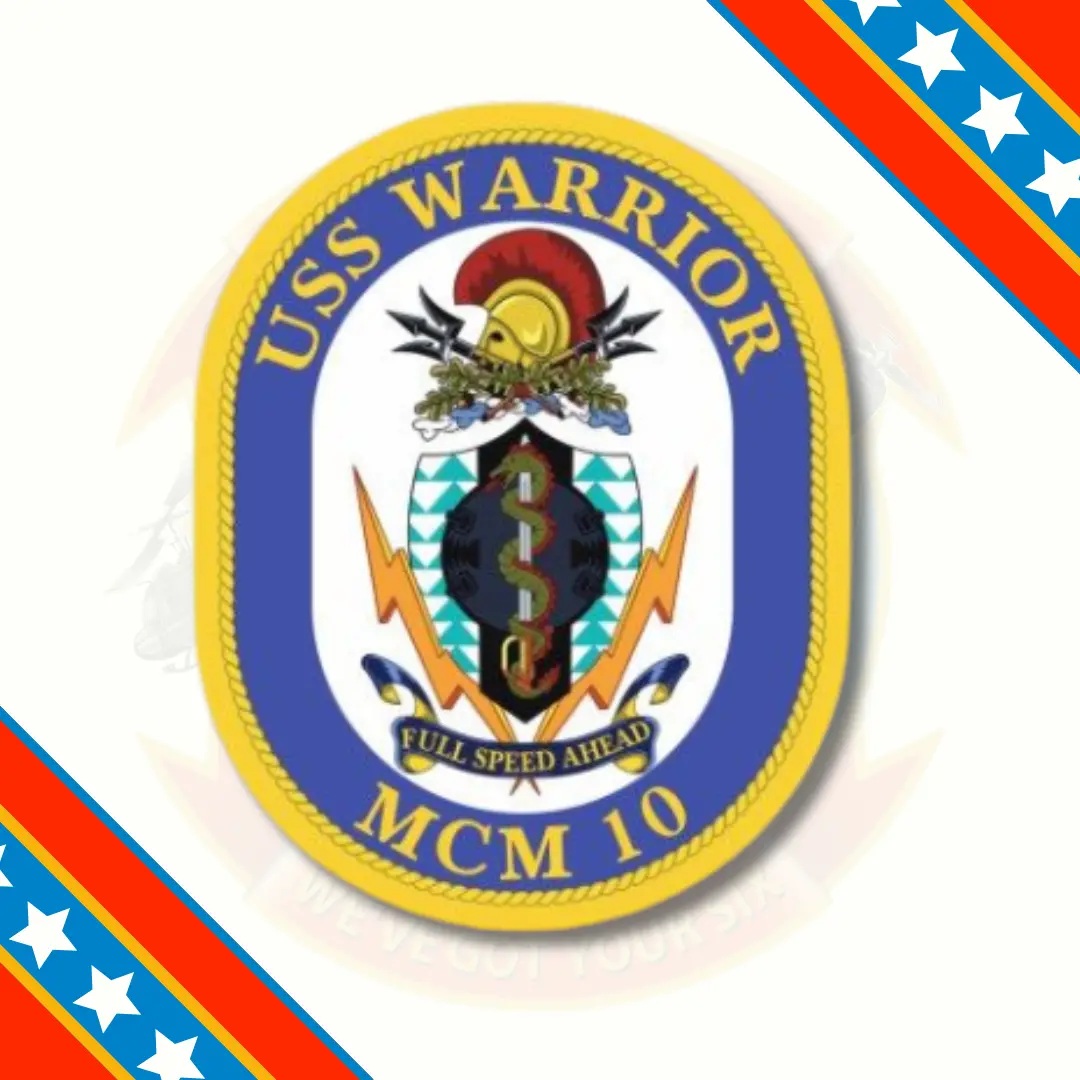 Officially Licensed Us Navy Uss Warrior Mcm-10 Sticker 1
