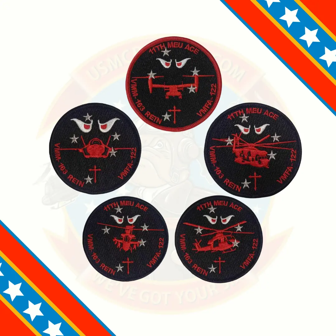 Official Vmm-163 Rein 11Th Meu Ace Aircraft Shoulder Patches 1