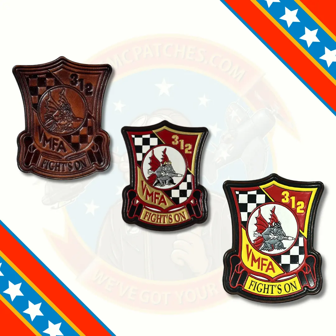 Officially Licensed Usmc Vmfa-312 Checkerboards Leather Squadron Patches 1