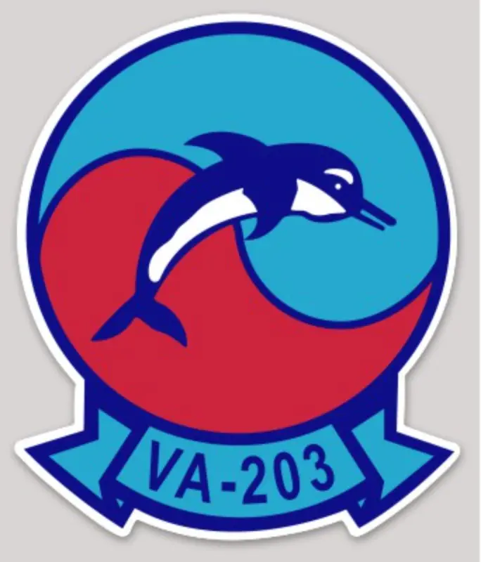 Officially Licensed Us Navy Va-203 Blue Dolphins Sticker 1