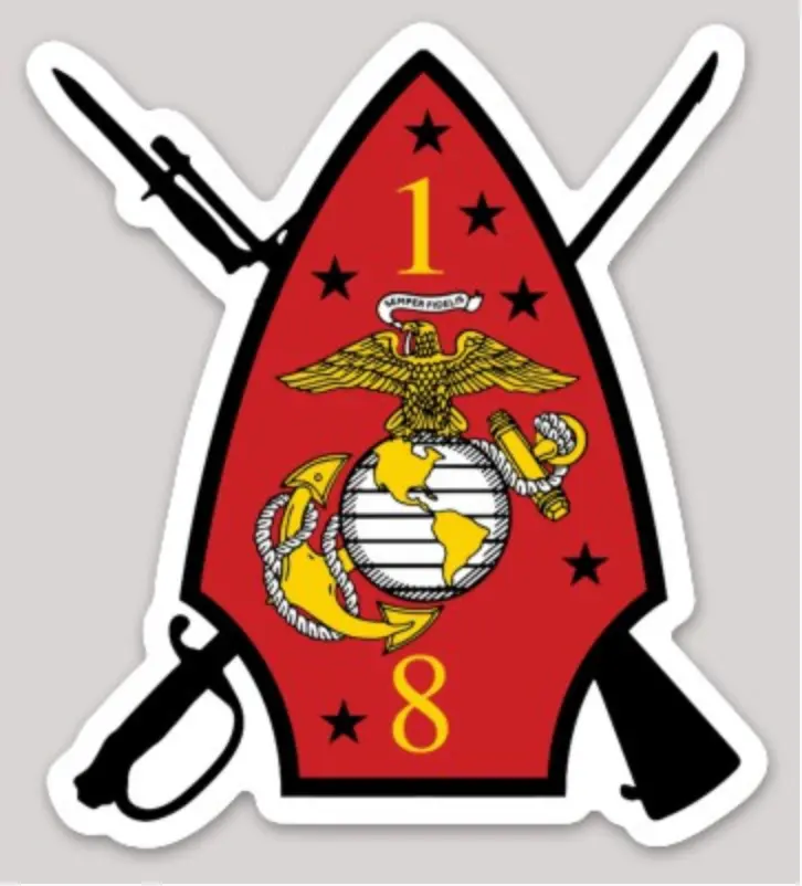 Officially Licensed Usmc 1St Battalion 8Th Marine Regiment Sticker 1