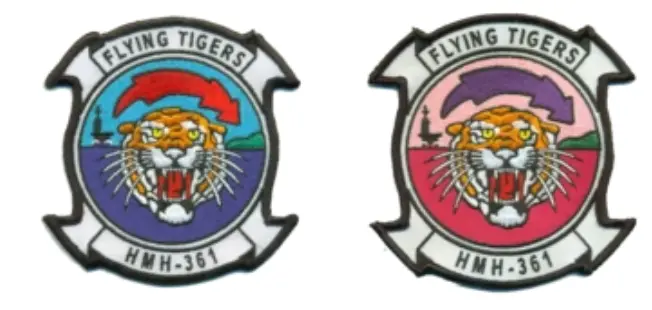 Officially Licensed Usmc Hmh-361 Flying Tigers Current Yellow Eyes Patches 1