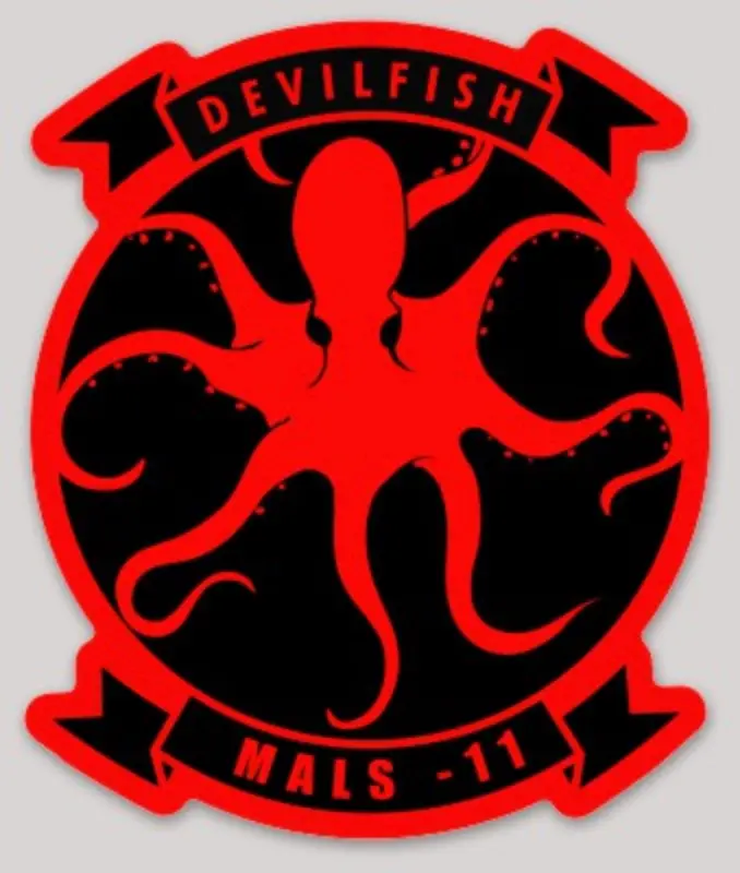 Officially Licensed Usmc Mals-11 Devilfish Sticker 1