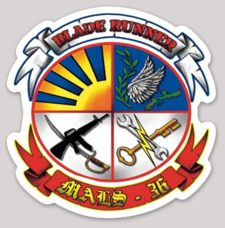 Officially Licensed Usmc Mals-36 Bladerunners Sticker 1