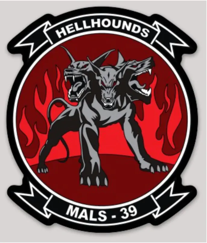 Officially Licensed Usmc Mals-39 Hellhounds Sticker 1
