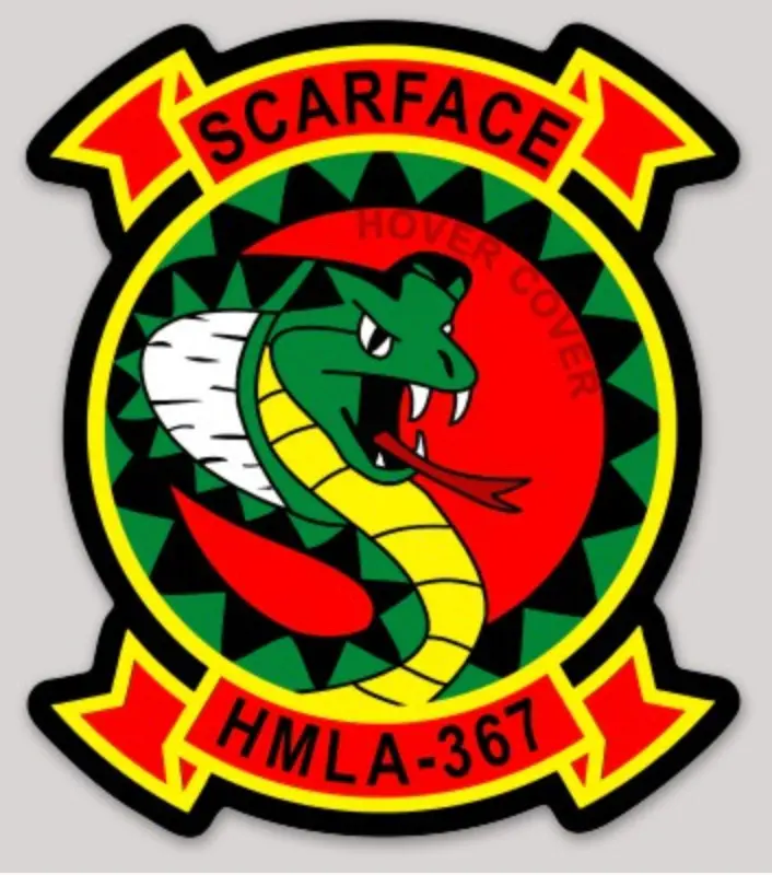 Officially Licensed Usmc Hmla-367 Scarface Hover Cover Full Color Squadron Sticker 1