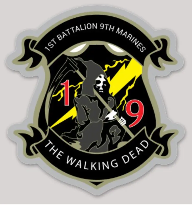 Officially Licensed 1St Battalion 9Th Marines Walking Dead Sticker 1