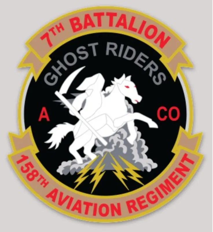 Us Army A Co 7/158Th Aviation Regiment Ghost Riders Desert Storm Sticker 1