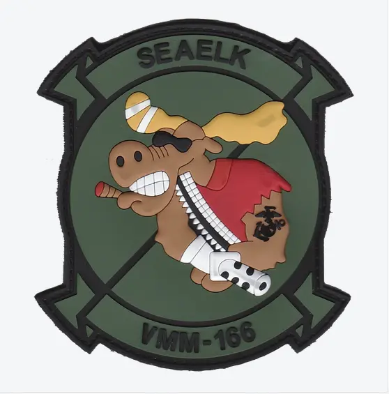 Officially Licensed Usmc Vmm-166 Seaelk Party Moose Pvc Patches 1