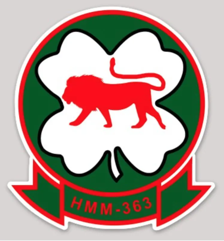 Officially Licensed Usmc Hmm-363 Red Lions Sticker 1