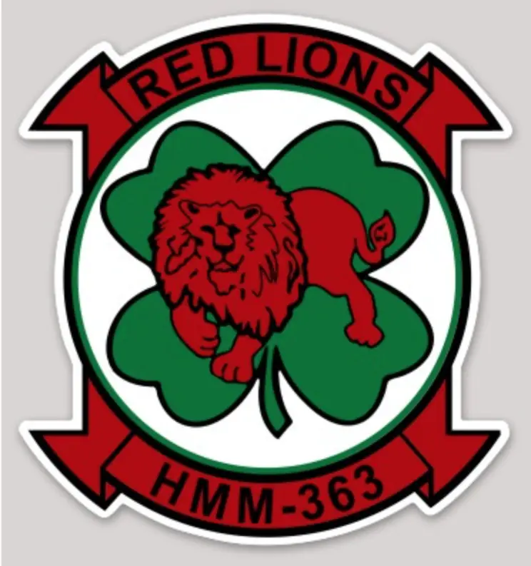 Officially Licensed Usmc Hmm-363 Lucky Red Lions Sticker 1