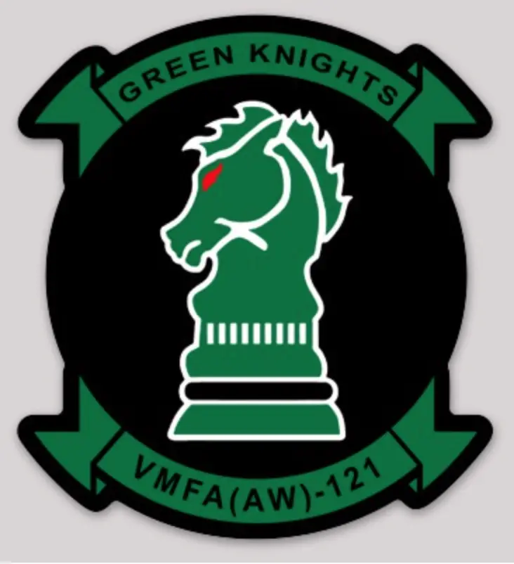 Officially Licensed Usmc Vmfa(Aw)-121 Green Knights Sticker 1