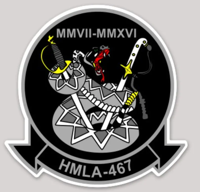Officially Licensed Usmc Hmla-467 Sabers Black/Gray Squadron Sticker 1