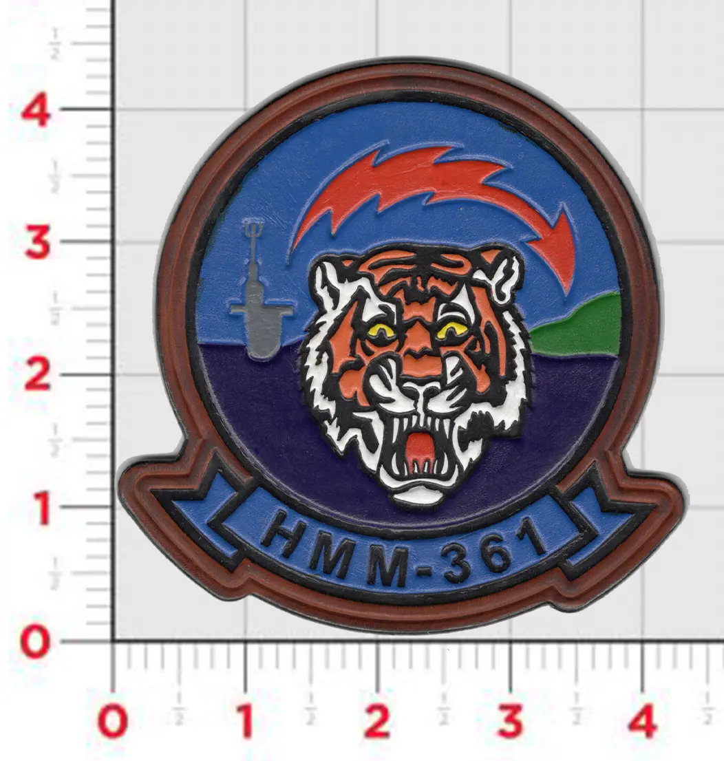 Officially Licensed Hmm-361 Flying Tigers Hand Painted Leather Patch 1