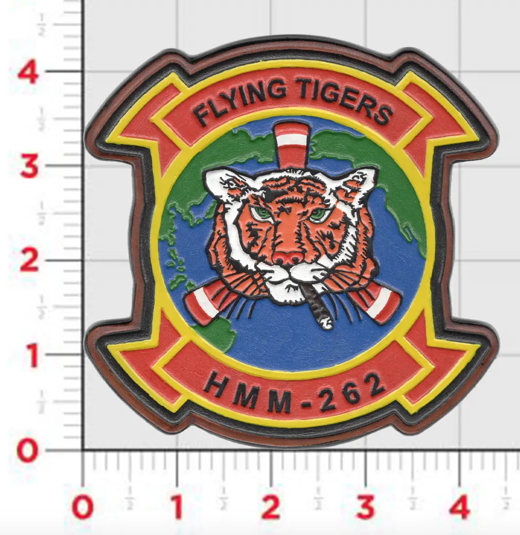 Officially Licensed Hmm-262 Flying Tigers Hand Painted Leather Patch 1