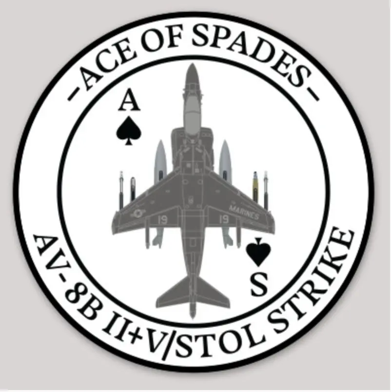 Officially Licensed Usmc Vma-231 Ace Of Spades Av-8B Harrier Sticker 1