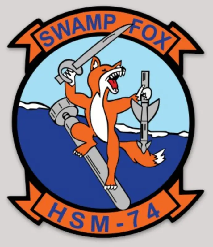 Officially Licensed Us Navy Hsm-74 Swamp Fox Throwback Squadron Sticker 1
