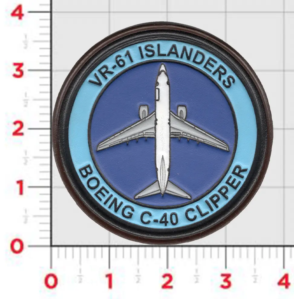 Official Vr-61 Islanders Boeing C-40 Clipper Leather Shoulder Patch 1
