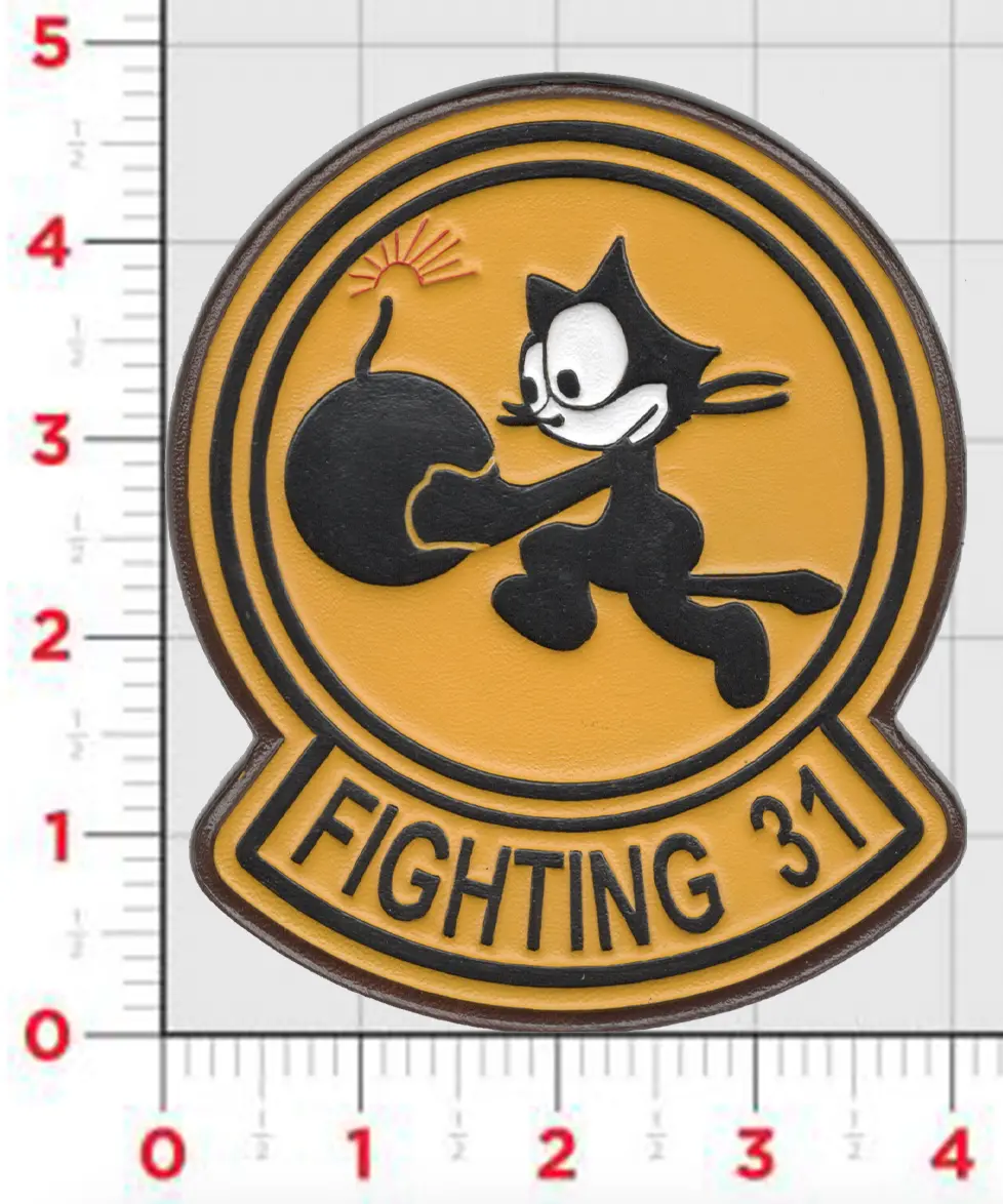 Officially Licensed Us Navy Vf/Vfa-31 Tomcatters Squadron Leather Patch 1