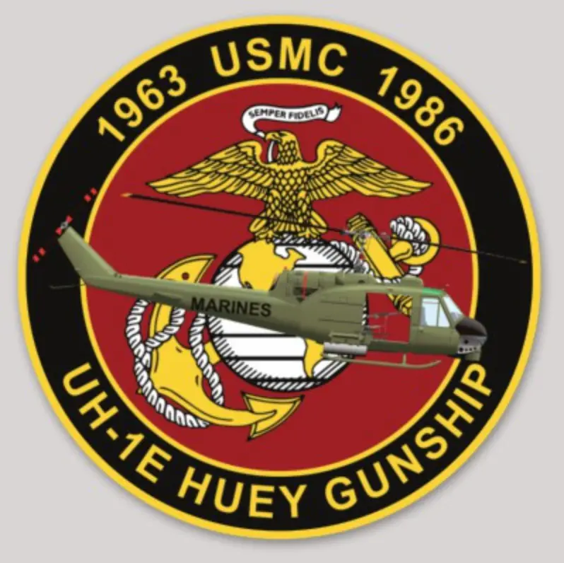 Officially Licensed Usmc Uh-1E Huey Gunship Commemorative Sticker 1