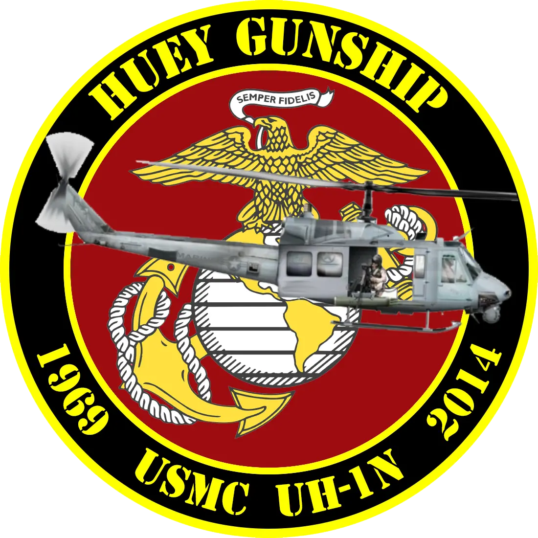 Usmc Uh-1N Huey Gunship Commemorative Sticker 1