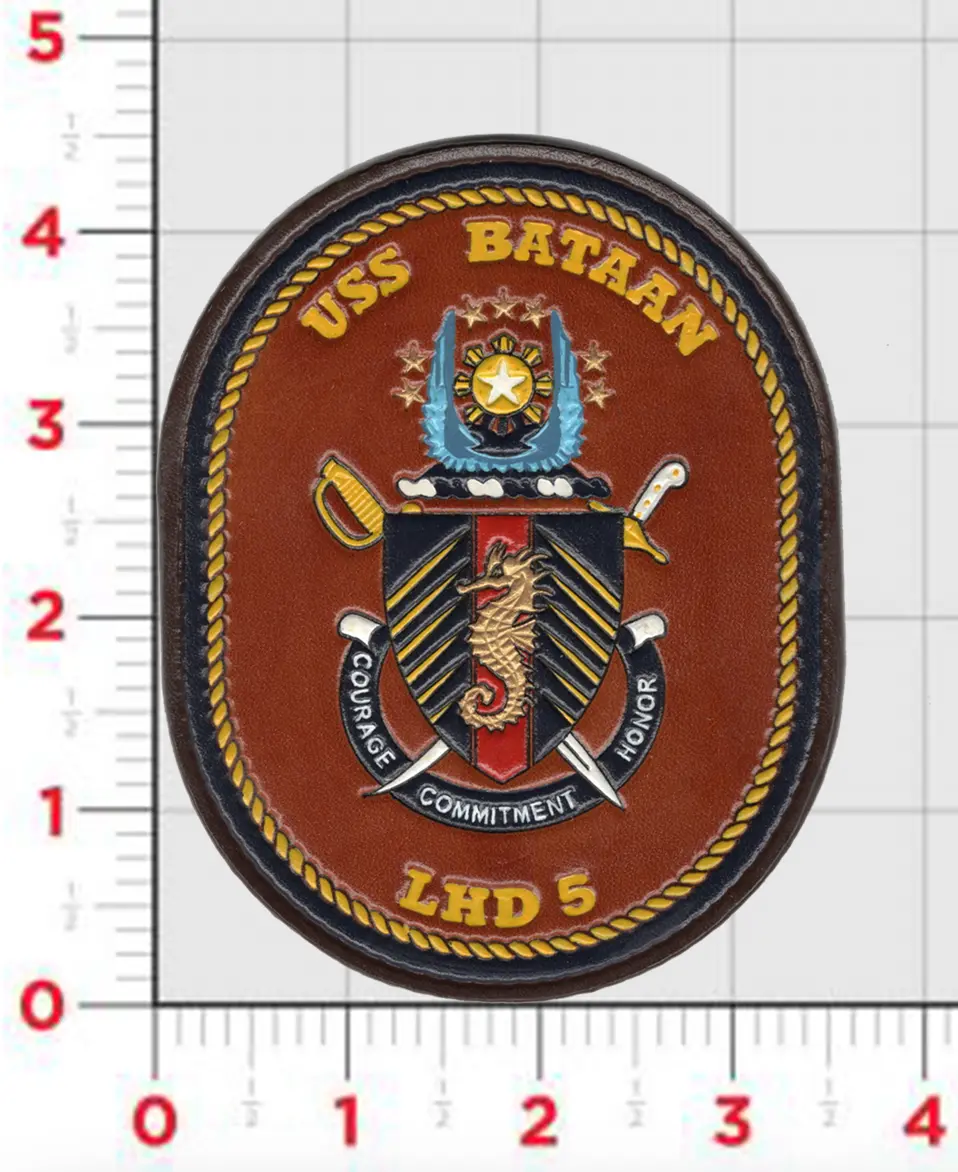 Officially Licensed Us Navy Lhd-5 Uss Bataan Leather Patch 1