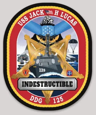 Officially Licensed Us Navy Uss Jack H Lucas Ddg-125 Indestructible Sticker (L) 1