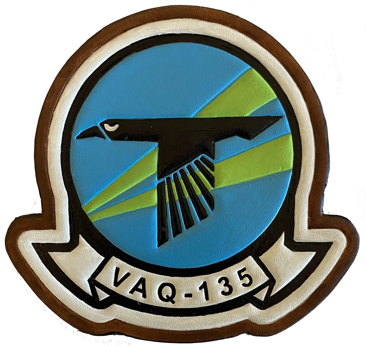Officially Licensed Us Navy Vaq-135 Black Ravens Leather Squadron Patches 1