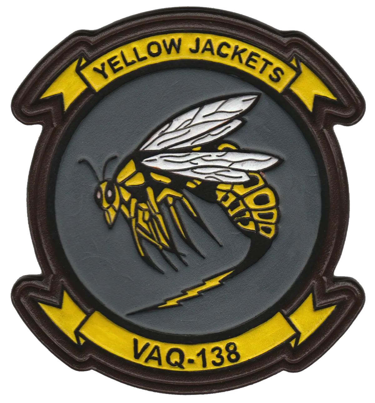 Officially Licensed Us Navy Vaq-138 Yellow Jackets Leather Patches 2