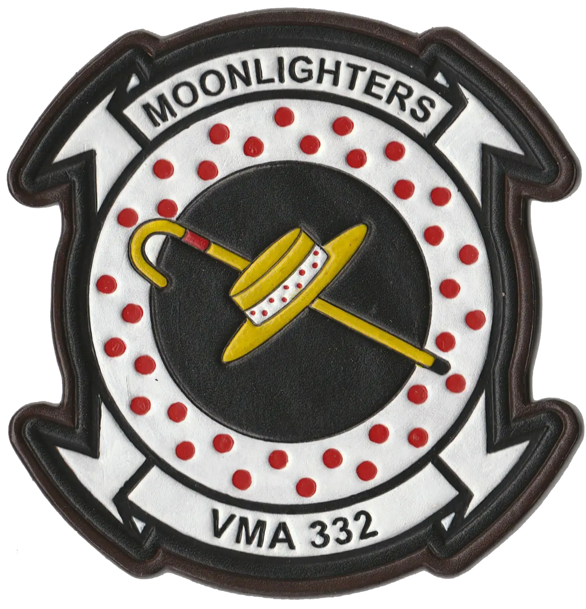 Officially Licensed Usmc Vma-332 Moonlighters Hand Painted Leather Patch 1
