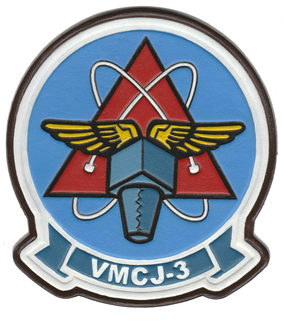 Officially Licensed Usmc Vmcj-3 Sharkfins Hand Painted Leather Patch 1