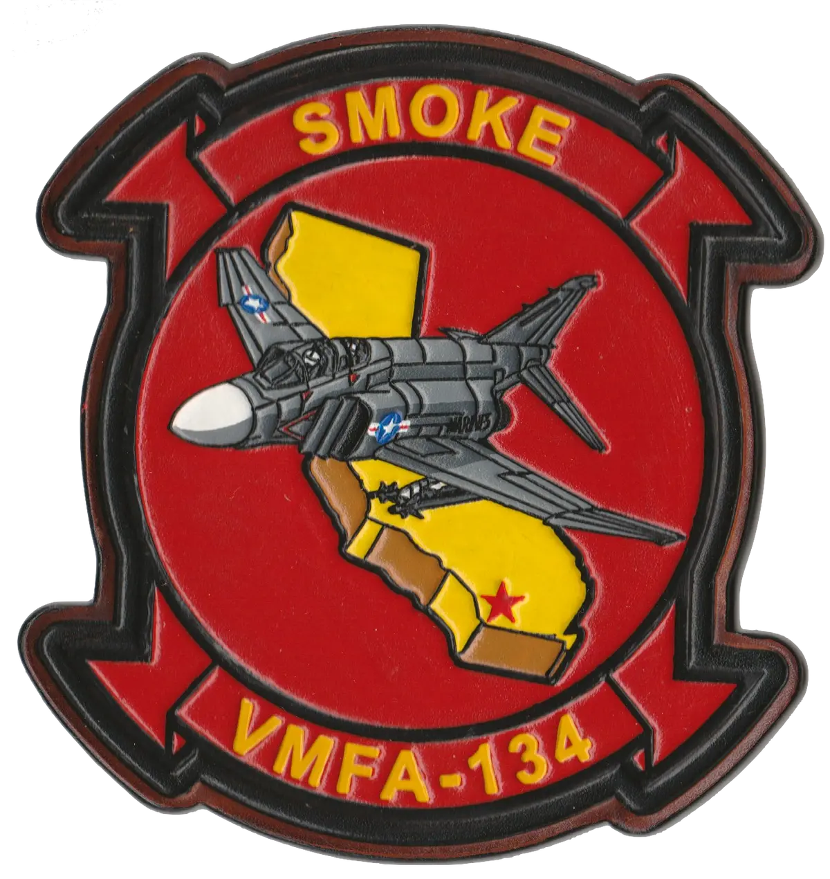 Officially Licensed Usmc Vmfa-134 Smoke F-4 Phantom Leather Patches 2