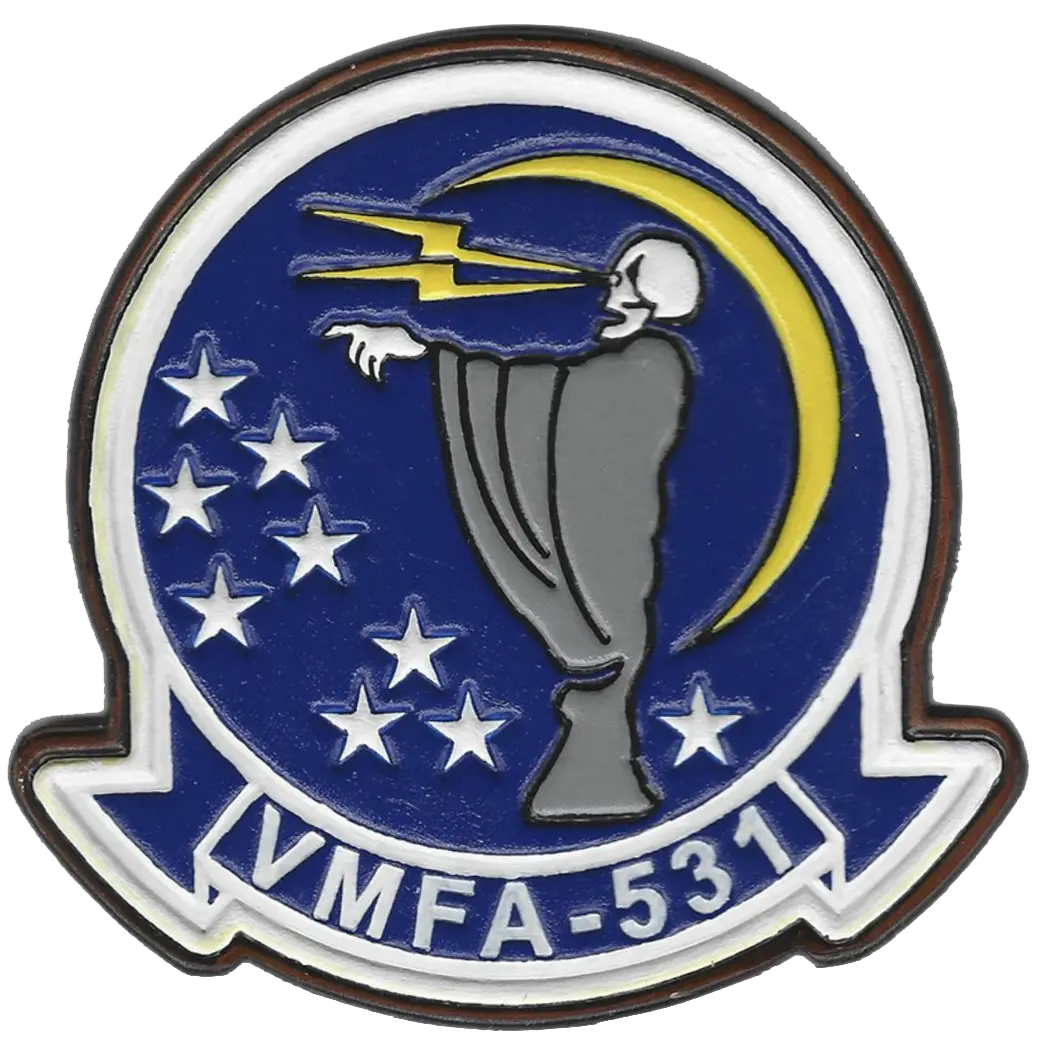 Officially Licensed Usmc Vmfa-531 Grey Ghosts Leather Patches 2