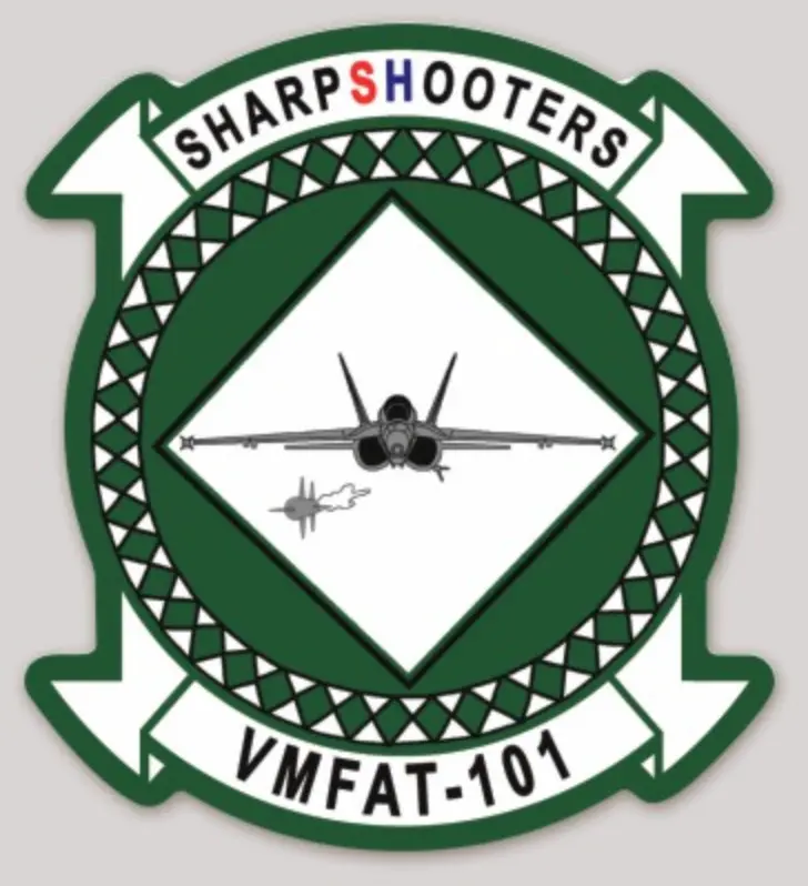 Officially Licensed Usmc Vmfat-101 Sharpshooters F-18 Hornet Sticker 1